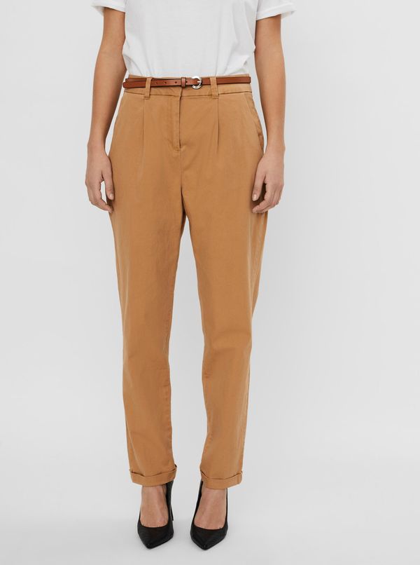 Vero Moda Brown trousers with belt VERO MODA Masie - Women