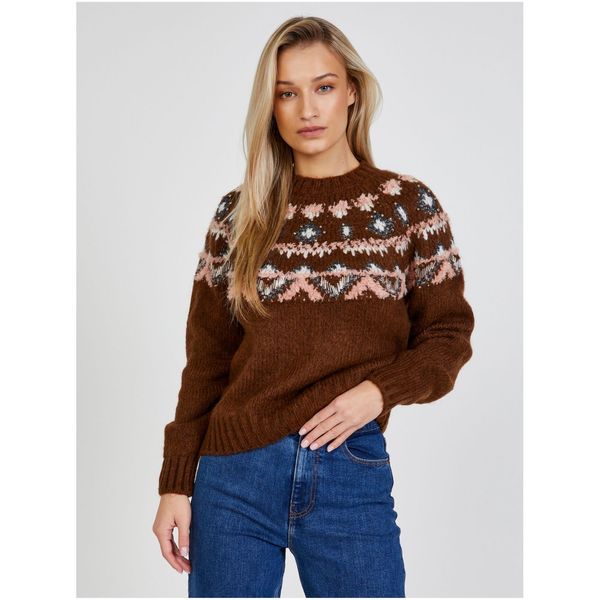 Vero Moda Brown women's patterned sweater VERO MODA Marley - Women