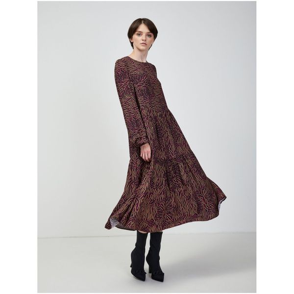 Vero Moda Burgundy Women's Patterned Midi Dress VERO MODA Uma - Women