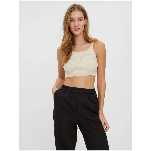 Vero Moda Cream ribbed crop top VERO MODA Fibly - Women