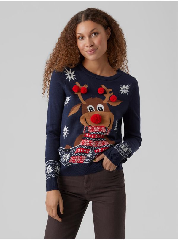 Vero Moda Dark blue women's sweater with Christmas motif VERO MODA New Frosty - Women