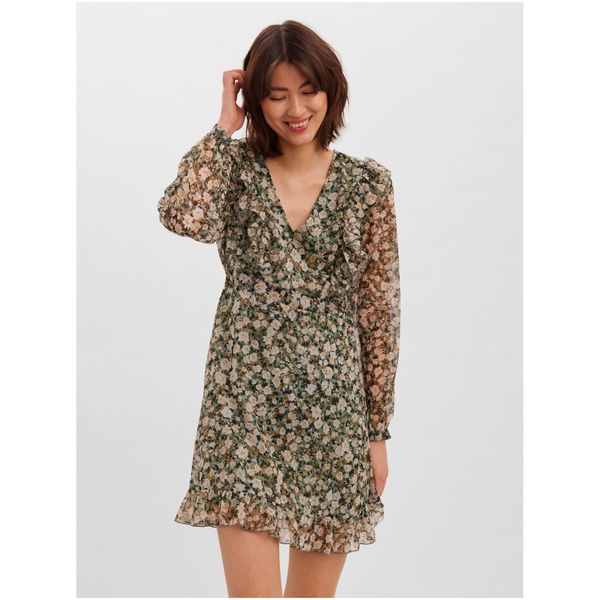 Vero Moda Green floral dress with ruffles VERO MODA Ina - Women