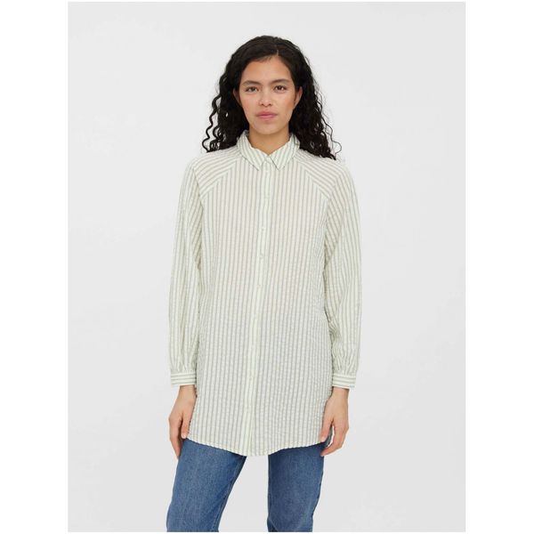 Vero Moda Green-white striped oversize shirt VERO MODA Juno - Women