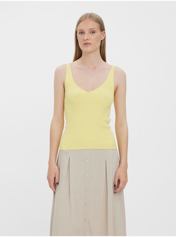 Vero Moda Light yellow women's ribbed basic tank top VERO MODA Glory - Ladies