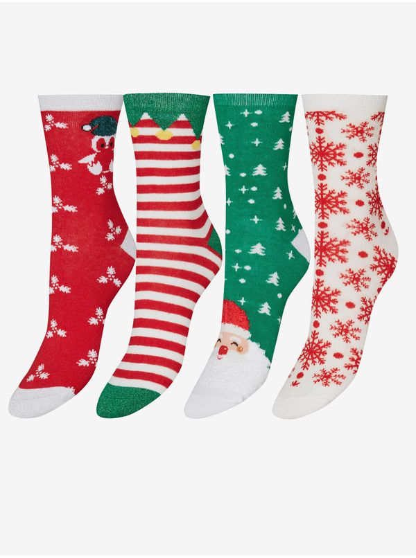 Vero Moda Vero Moda Set of four pairs of women's Christmas socks in green, red and white - Ladies