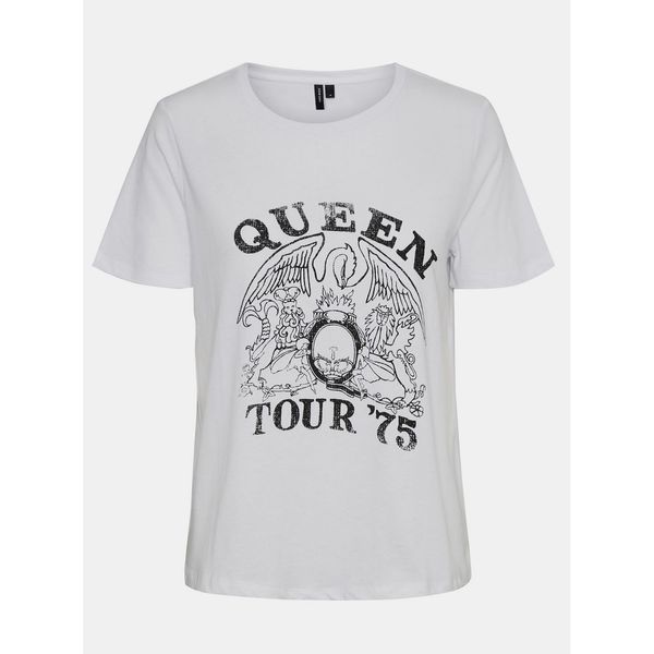 Vero Moda White T-shirt with print VERO MODA-Catalina - Women