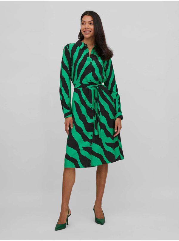 Vila Black-green patterned shirt dress with binding VILA Dogma - Women