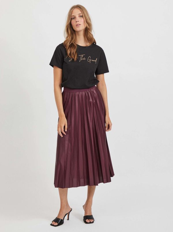 Vila Burgundy Pleated Midi Skirt VILA Nitban - Women