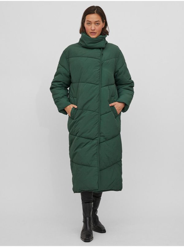 Vila Dark Green Ladies Quilted Winter Coat with Collar VILA Louisa - Ladies