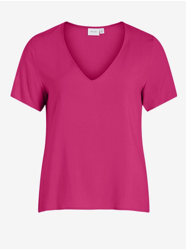 Vila Dark pink women's basic T-shirt VILA Paya - Women