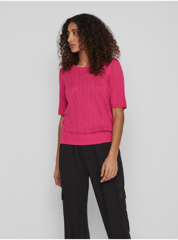 Vila Dark pink women's patterned T-Shirt VILA Shelley - Women