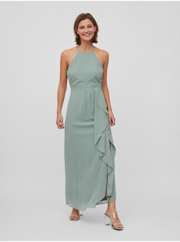 Vila Light green women's maxi-dresses with slit VILA Milina - Ladies