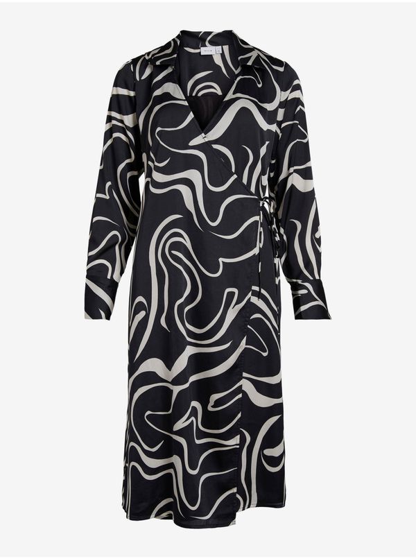 Vila White and Black Women Patterned Wrap Dress VILA Julie - Ladies