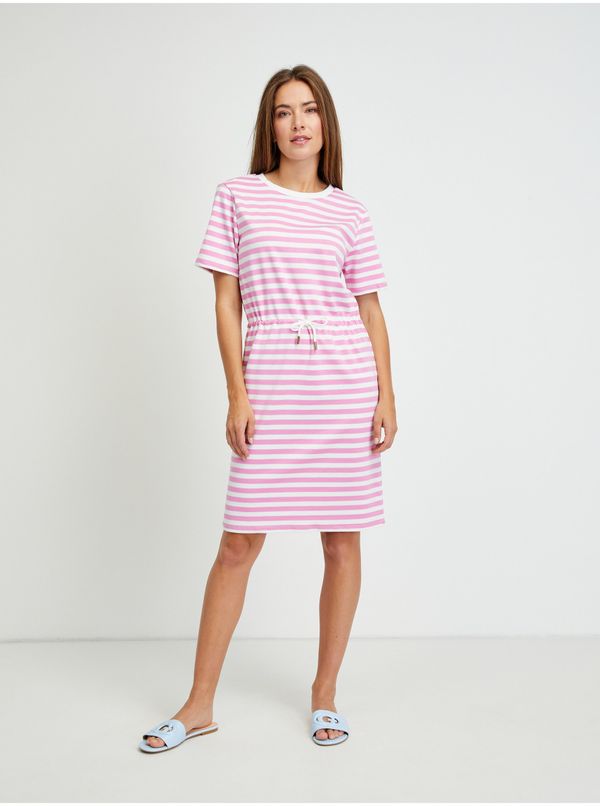 Vila White-pink striped dress VILA Tinny - Women
