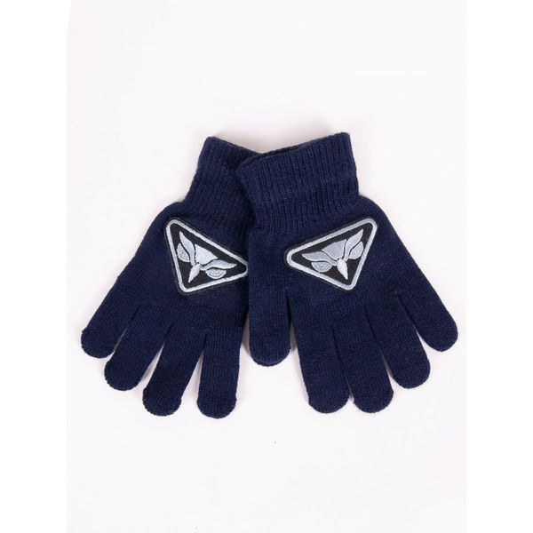 Yoclub Yoclub Kids's Boys' Five-Finger Gloves RED-0233C-AA5B-003 Navy Blue