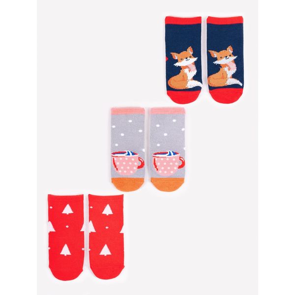 Yoclub Yoclub Kids's Children's Christmas 3Pack Socks SKA-X012G-AA00