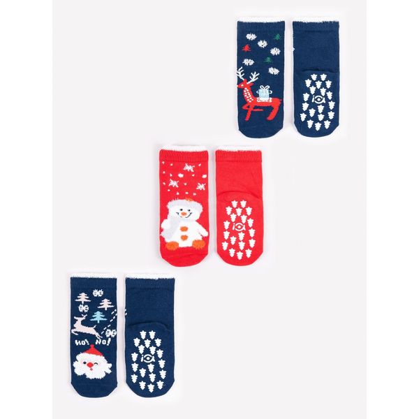 Yoclub Yoclub Kids's Children's Christmas Cotton With ABS 3Pack Socks SKA-X010U-AA0A