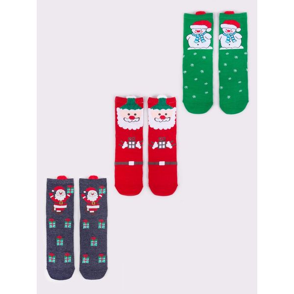 Yoclub Yoclub Kids's Christmas 3Pack Socks SKA-X017U-AA00-0001