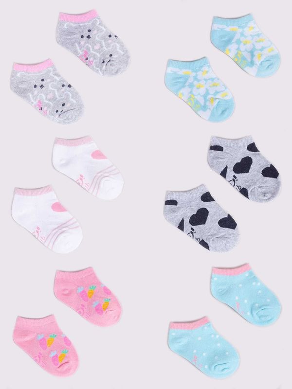 Yoclub Yoclub Kids's Girls' Ankle Cotton Socks Patterns Colours 6-Pack SKS-0008G-AA00-003