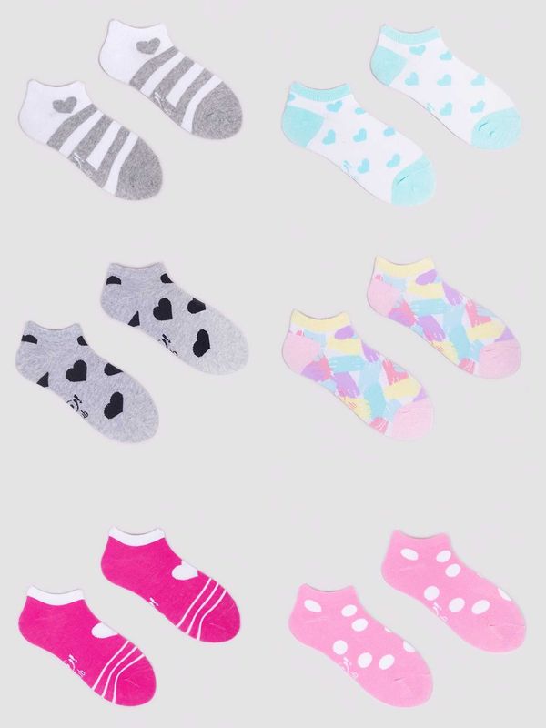 Yoclub Yoclub Kids's Girls' Ankle Cotton Socks Patterns Colours 6-Pack SKS-0008G-AA00-004