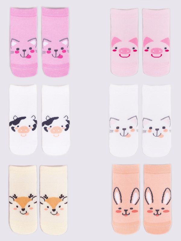 Yoclub Yoclub Kids's Girls' Ankle Thin Cotton Socks Patterns Colours 6-Pack SKS-0072G-AA00-004