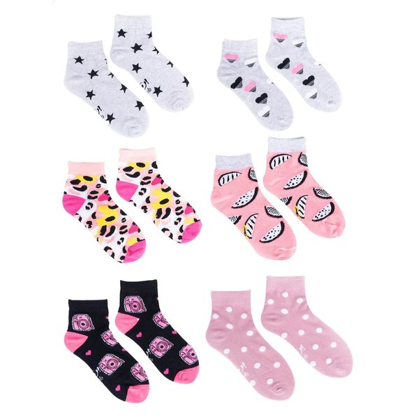 Yoclub Yoclub Kids's Girls' Cotton Socks Patterns Colours 6-pack SKA-0023G-AA00-002