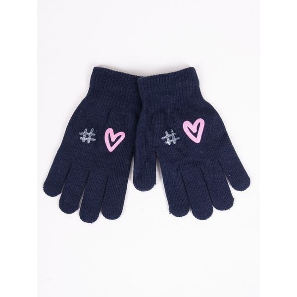 Yoclub Yoclub Kids's Girls' Five-Finger Gloves RED-0012G-AA5A-014 Navy Blue