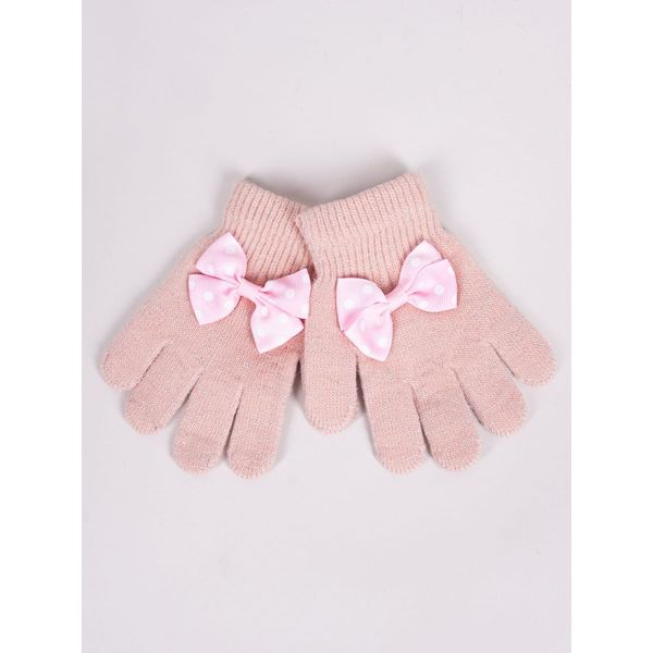 Yoclub Yoclub Kids's Girls' Five-Finger Gloves With Bow RED-0070G-AA50-007