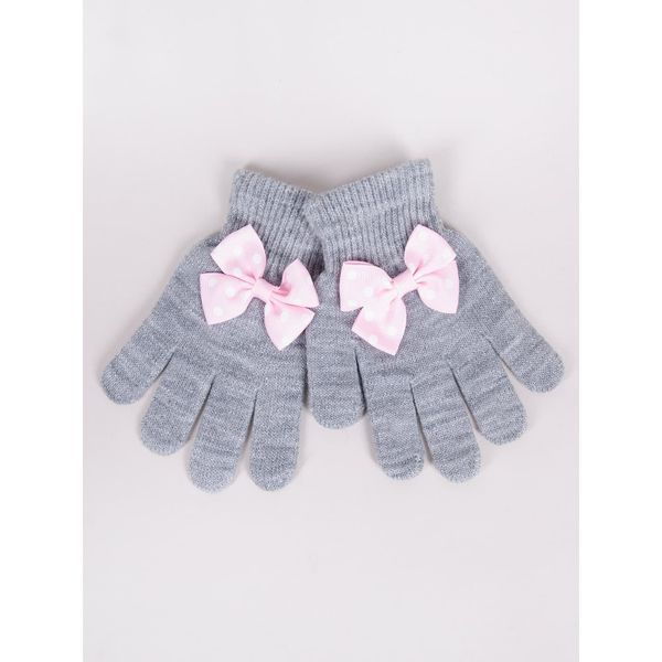 Yoclub Yoclub Kids's Girls' Five-Finger Gloves With Bow RED-0070G-AA50-008