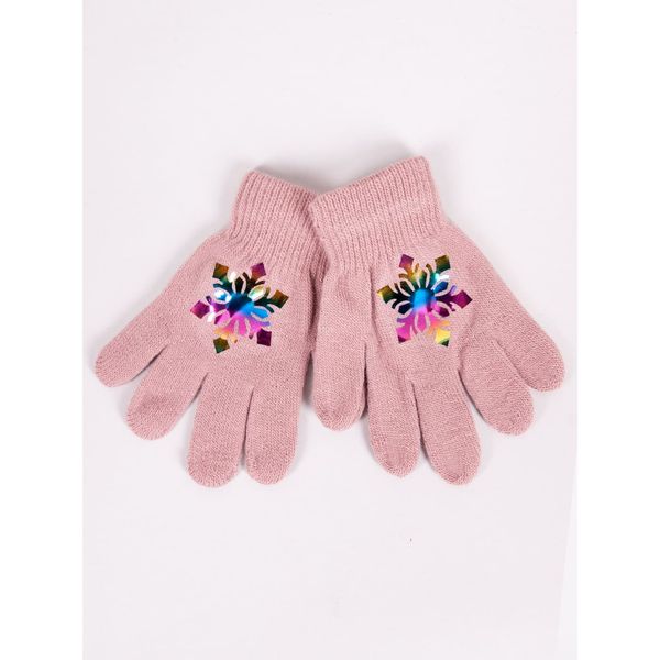 Yoclub Yoclub Kids's Girls' Five-Finger Gloves With Hologram RED-0068G-AA50-001