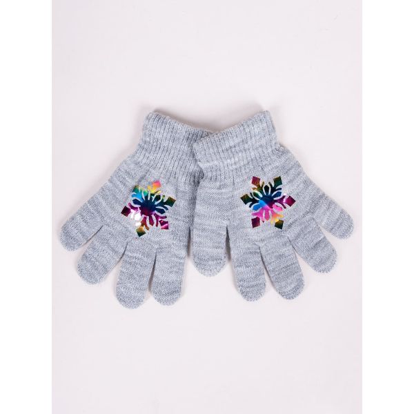 Yoclub Yoclub Kids's Girls' Five-Finger Gloves With Hologram RED-0068G-AA50-006