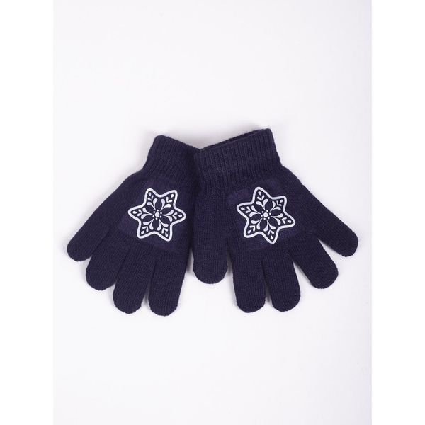 Yoclub Yoclub Kids's Girls' Five-Finger Gloves With Reflector RED-0237G-AA50-008 Navy Blue