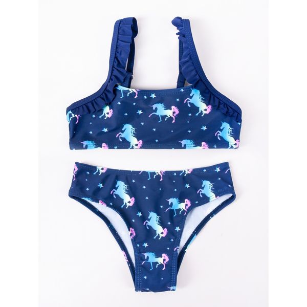 Yoclub Yoclub Kids's Girl's Two-Piece Swimming Costume LKD-0026G-A100 Navy Blue