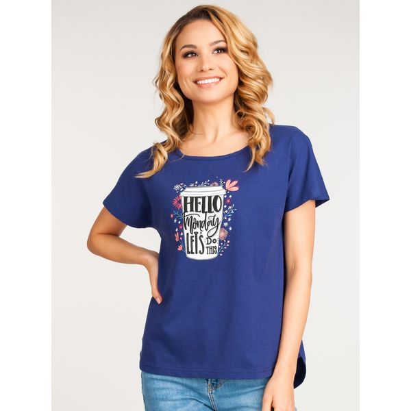 Yoclub Yoclub Woman's Cotton T-shirt PKK-0085K-A110 Navy Blue