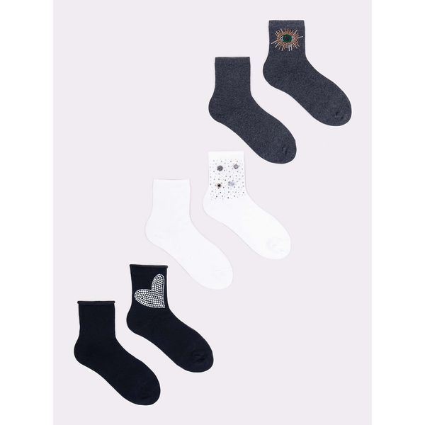 Yoclub Yoclub Woman's Women'S Socks With Crystals 3-Pack SKA-0094K-000B