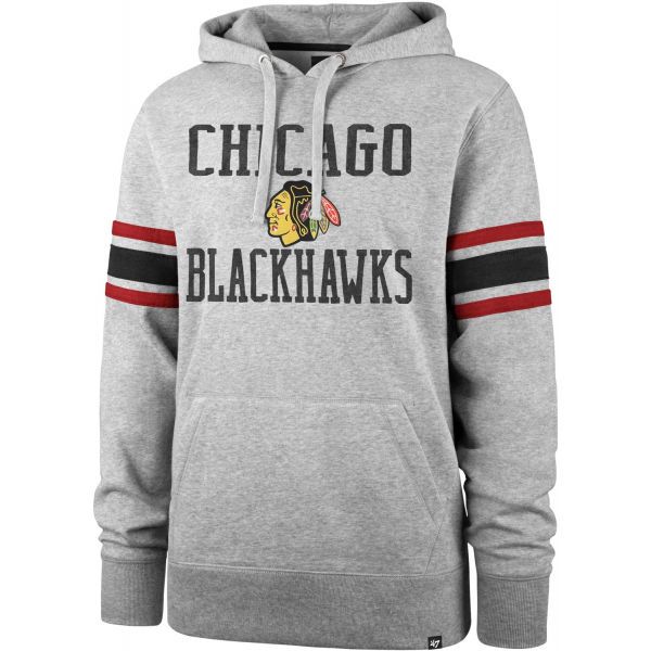47 47 NHL CHICAGO BLACKHAWKS DOUBLE BLOCK SLEEVE STRIPE HOOD Bluza, szary, rozmiar L