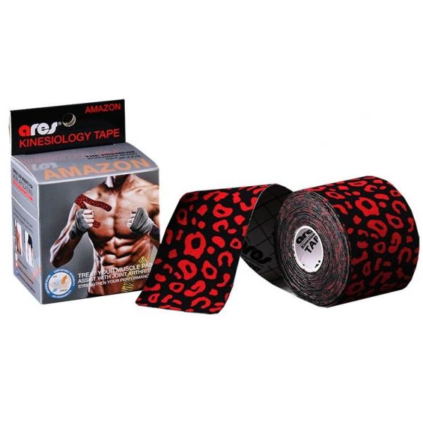 Ares Ares KINESIO TAPE LEOPARD 5CM X 5M Plaster do kinesiotapingu, czarny, rozmiar 500