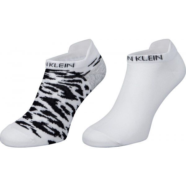 Calvin Klein Calvin Klein WOMEN LINER 2P LEOPARD BACK TAB Skarpety damskie, biały, rozmiar UNI