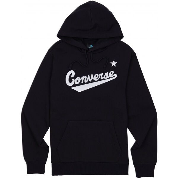 Converse Converse FLEECE SCRIPTED LOGO PULLOVER HOODIE Bluza męska, czarny, rozmiar S