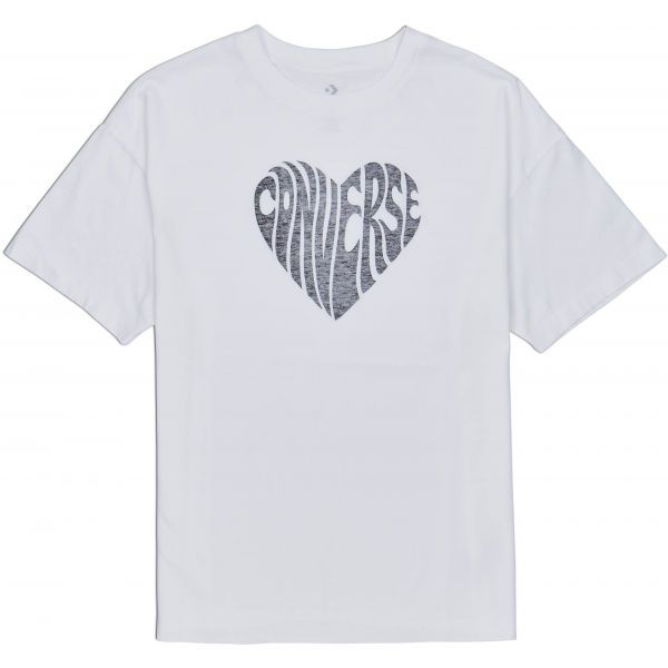 Converse Converse WOMENS HEART REVERSE PRINT TEE Koszulka damska, biały, rozmiar S