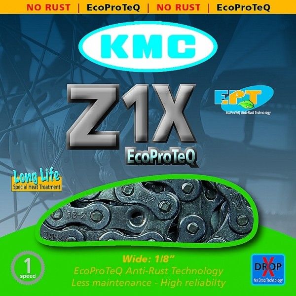 KMC KMC ŁAŃCUCH Z1X EPT NIERDZEWNY Łańcuch rowerowy, srebrny, rozmiar os