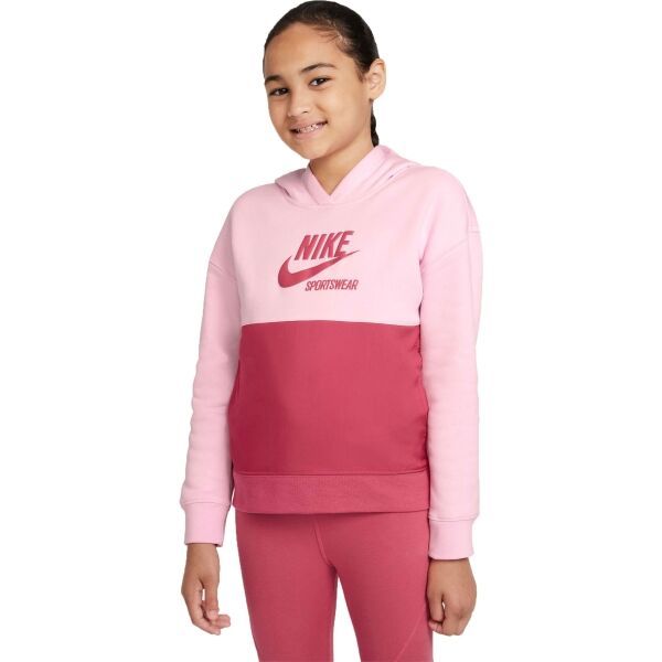 Nike Nike NSW HERITAGE FT HOODIE G Bluza dziewczęca, różowy, rozmiar XL