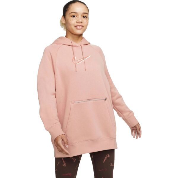 Nike Nike NSW PO HOODIE OS BB FLC PRNT Bluza dziewczęca, różowy, rozmiar L
