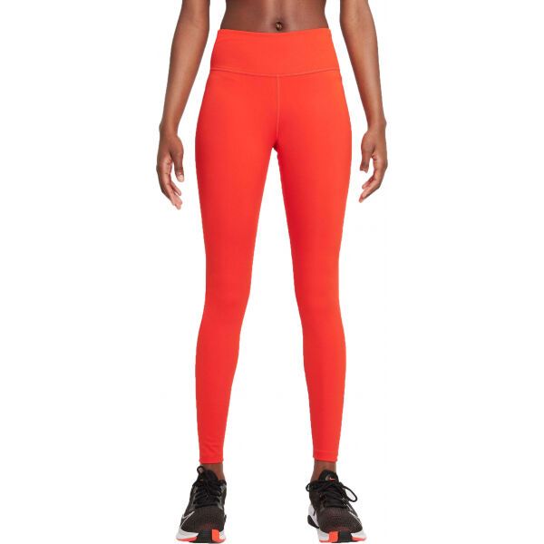 Nike Nike ONE DF MR TGT W Legginsy sportowe damskie, czerwony, rozmiar M