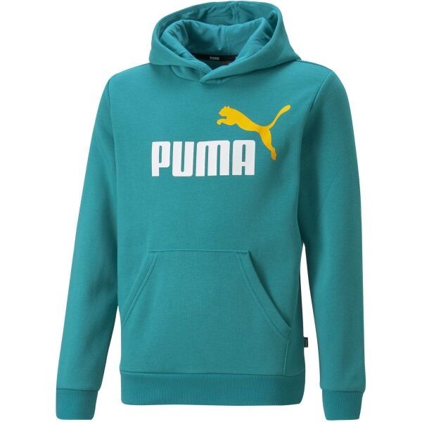 Puma Puma ESS + 2 COL BIG LOGO HOODIE FL B Bluza chłopięca, zielony, rozmiar 140