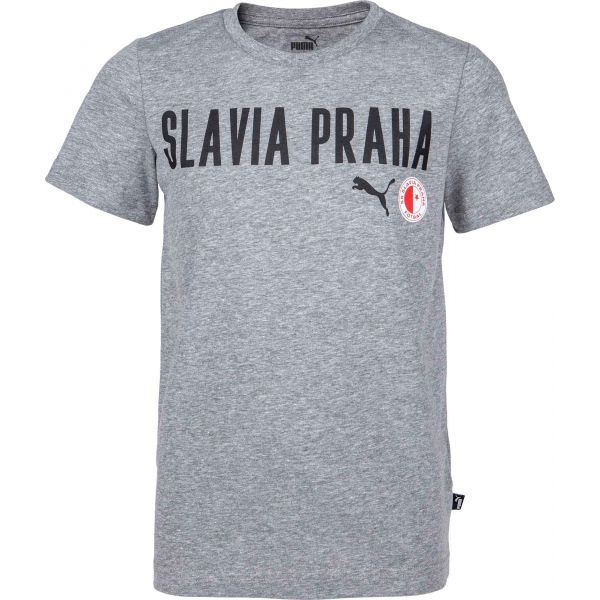Puma Puma Slavia Prague Graphic Tee Jr GRY Koszulka chłopięca, szary, rozmiar 164