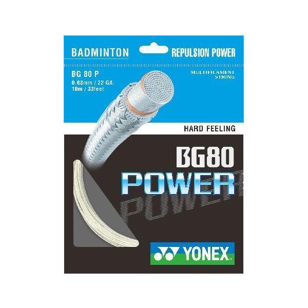 Yonex Yonex BG 80 POWER Naciąg do rakiety do badmintona, biały, rozmiar os